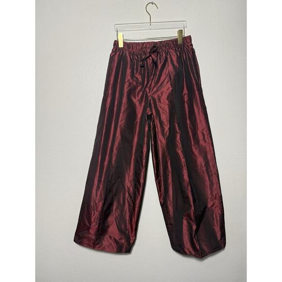 Lorain Croft Silk Wine Red Pants Size M Drawstring Waist Elegant Gorgeous - Picture 1 of 5